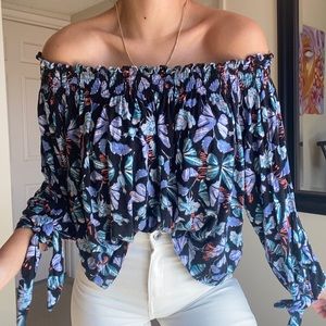 Free People Butterfly Off the Shoulder Blouse